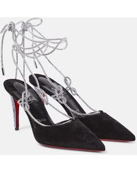 Christian Louboutin - 85Mm Astrid Suede & Crystal Heels - Lyst