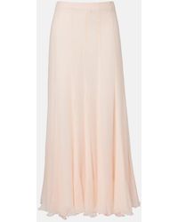 Chloé - Pleated Silk Muslin Maxi Skirt - Lyst