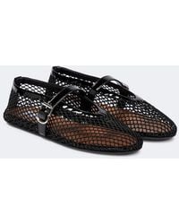 Alaïa - Ballerina Strap Mesh Leather Flats - Lyst
