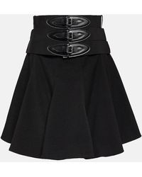 Alaïa - Belted Wool Miniskirt - Lyst