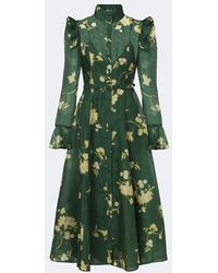 LEO LIN - Katrina Floral Linen And Silk Midi Dress - Lyst