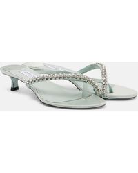 Jimmy Choo - Dila 35 Leather And Satin Thong Sandals - Lyst