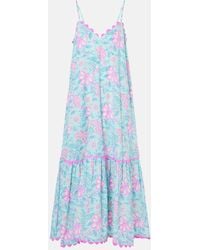 Juliet Dunn - Bedrucktes Midikleid Aus Baumwolle - Lyst