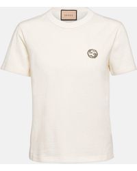Gucci - T-shirt En Jersey De Coton Avec Détail GG Enlacés - Lyst