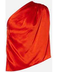 The Sei - Asymmetric One-Shoulder Silk Satin Top - Lyst