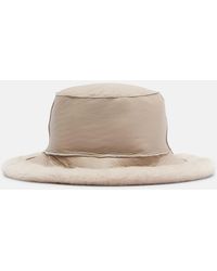 Brunello Cucinelli - Shearling-Trimmed Leather Boater Hat - Lyst