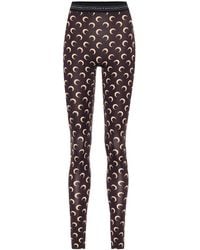Marine Serre Printed Stretch-jersey leggings - Brown