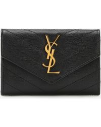 Saint Laurent - Monogram Small Leather Wallet - Lyst
