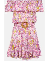 Poupette - Robe Bella Imprimee A Encolure Bardot - Lyst