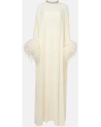Roland Mouret - Feather-Trimmed Caped Silk Chiffon Gown - Lyst