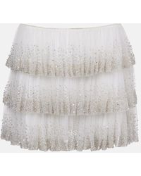 Clio Peppiatt - Evie Beaded Tiered Tulle Miniskirt - Lyst