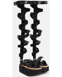 Sacai - Lace-Up Leather Sandals - Lyst