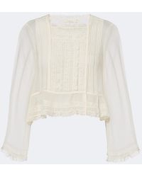 Doen - Elodine Lace-Trimmed Silk Chiffon Top - Lyst