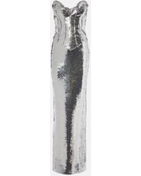 The New Arrivals Ilkyaz Ozel - Robe Longue Top Bustier Azzura A Sequins - Lyst