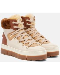 Bogner - Vaduz Shearling-Trimmed Leather Ankle Boots - Lyst