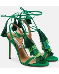Aquazzura - Capri Tassel 105 Suede Sandals - Lyst