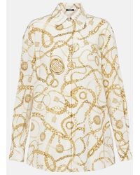 Balmain - Camisa De Seda Estampada Con Logo - Lyst