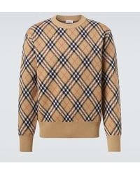 Burberry - Check Wool-Blend Sweater - Lyst