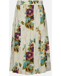 Tory Burch - Floral Satin Midi Skirt - Lyst
