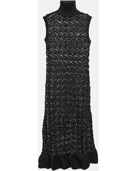 Ganni - Metallic Knit Turtleneck Midi Dress - Lyst