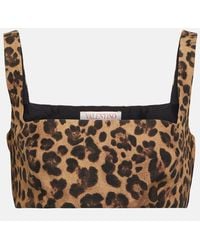 Valentino - Crepe Couture Leopard-Print Crop Top - Lyst