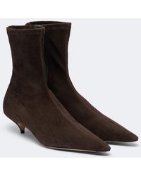 The Row - Liisa Suede Ankle Boots - Lyst