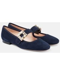 Roger Vivier - Tres Vivier Suede Mary Jane Flats - Lyst