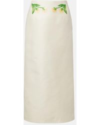 LEO LIN - Quinn Embellished Wool And Silk Midi Skirt - Lyst