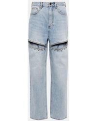 Area - Crystal-Embellished Straight Jeans - Lyst