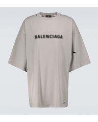 Balenciaga Mens Turnlogo Tshirt In Grisnoir  ModeSens
