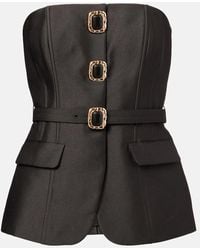Self-Portrait - Self Portrait Taffeta Belted Bandeau Top - Lyst