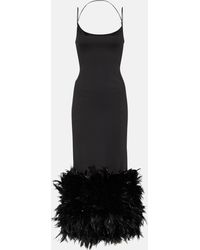 The Attico - Feather-trimmed Jersey Maxi Dress - Lyst
