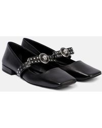 Versace - Gianni Ribbon Leather Ballerina Flats With Studded Bow - Lyst
