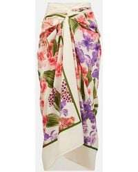 Agua Bendita - Floral Cotton And Silk Beach Cover-Up - Lyst