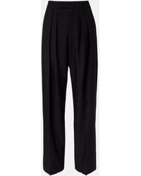 Chloé - Pleated High-Rise Wool Gabardine Wide-Leg Pants - Lyst