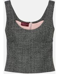 Gucci - Wool Grisaille Top, Size 42 It, Ready-To-Wear - Lyst