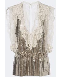 Rabanne - Lace-Trimmed Chainmail Top - Lyst