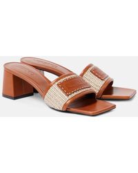 Versace - Theia Barocco Leather-trimmed Raffia Mules - Lyst