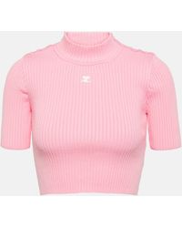 Courreges - Ribbed-knit Cropped Sweater - Lyst