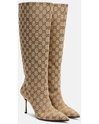 Gucci - Bombshell Gg Canvas Knee-High Boots - Lyst