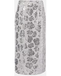 ROTATE BIRGER CHRISTENSEN - Floral Sequined Chiffon Pencil Skirt - Lyst