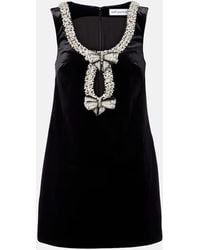 Self-Portrait - Verziertes Minikleid Aus Samt - Lyst