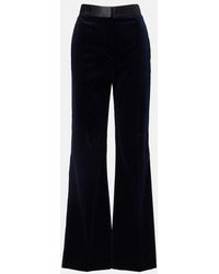 Victoria Beckham - Satin-Trimmed Velvet Wide-Leg Pants - Lyst