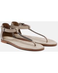 Brunello Cucinelli - Monili Suede Slides - Lyst