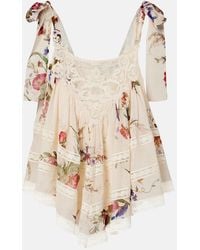 Zimmermann - Patience Floral Cotton And Silk Top - Lyst