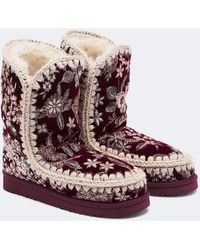 Mou - 24 Shearling-Lined Velvet Ankle Boots - Lyst