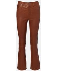 FRAME - Reboot Crop Leather Bootcut Pants - Lyst