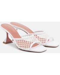 AMINA MUADDI - Lupita Leather-Trimmed Mesh Mules - Lyst