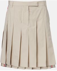 Thom Browne - Pleated Cotton Twill Miniskirt - Lyst
