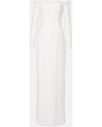 Safiyaa - Bridal Off-Shoulder-Robe Aus Crepe - Lyst